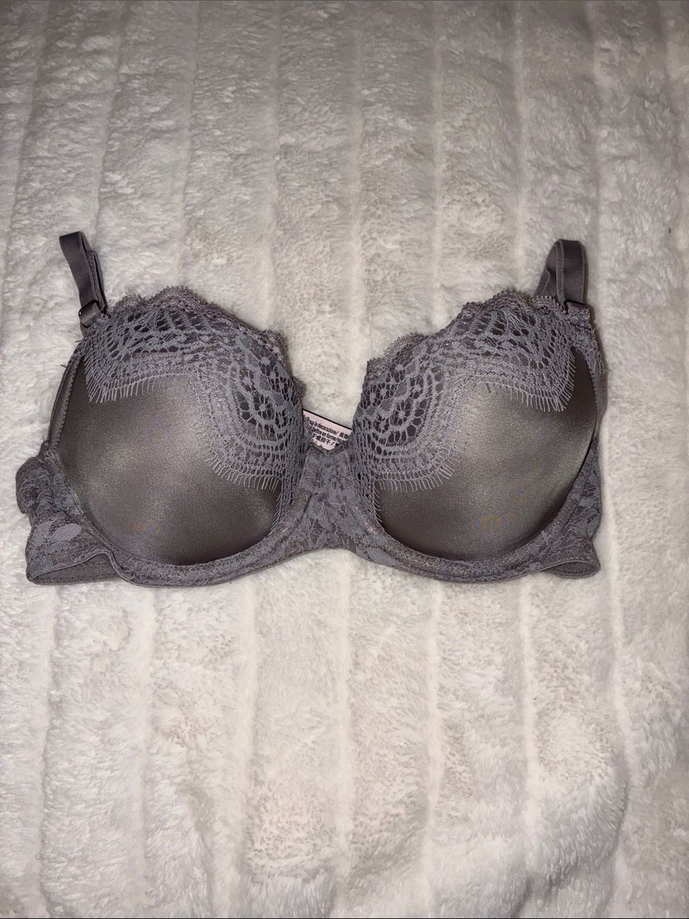 Victoria's Secret Gray Lace-Trim Molded Bra